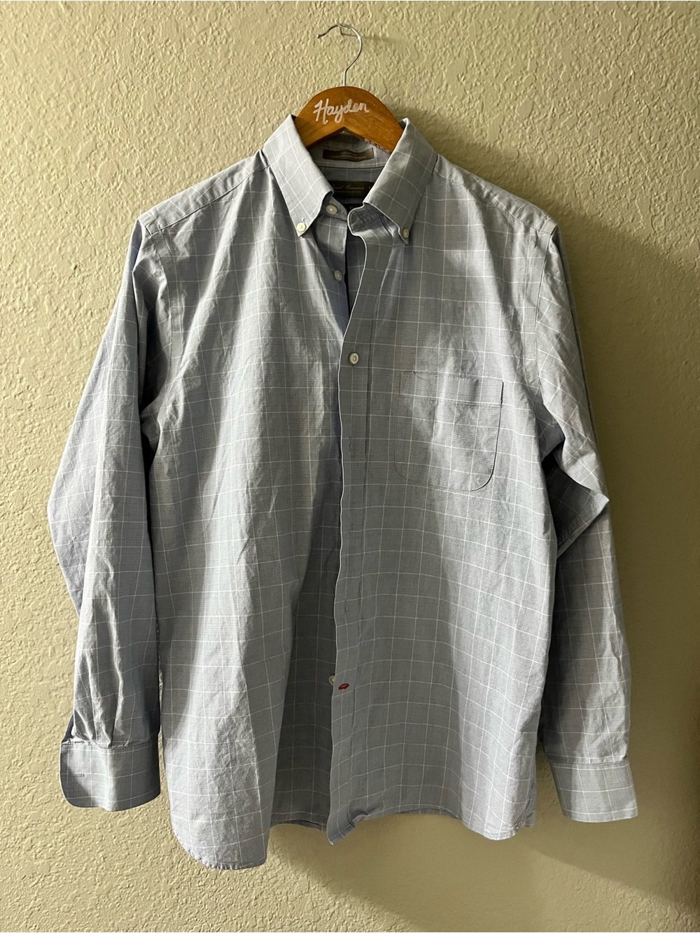 Daniel Cremieux Men's Light Gray Windowpane Dress Shirt